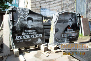 Элитный двойной памятник из гранита